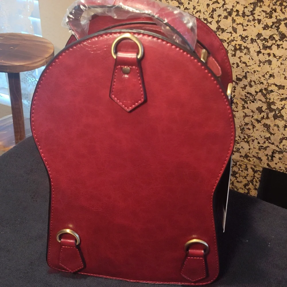 Diophy Red Backpack with Clock Design - Picture 2 of 8